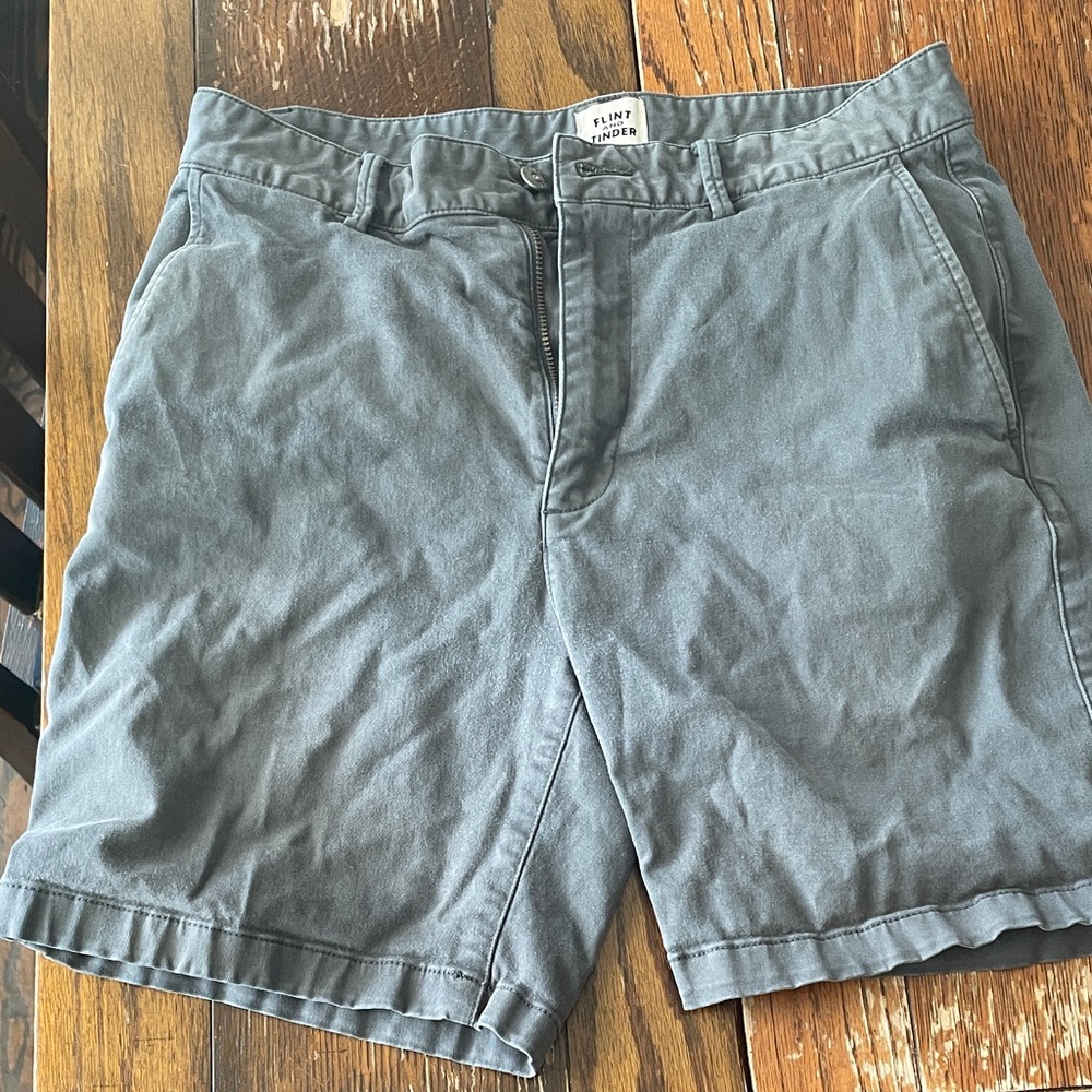Men's Gray Flat Front Shorts